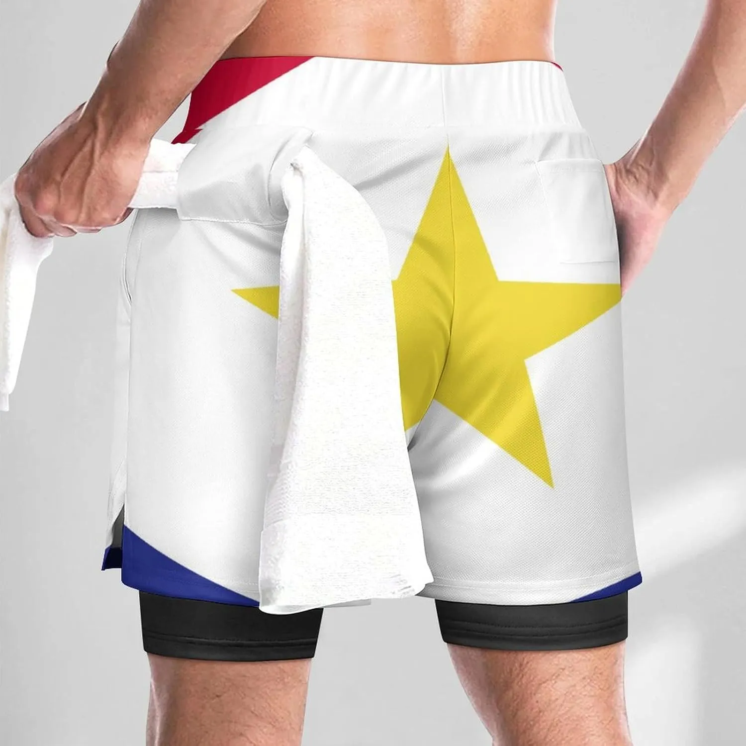 TAIZIYEAH Sports Beach Pants Saba Flag Men's Swim Trunks Quick Dry Hawaii Beach Shorts Summer Boardshorts with Pockets XL