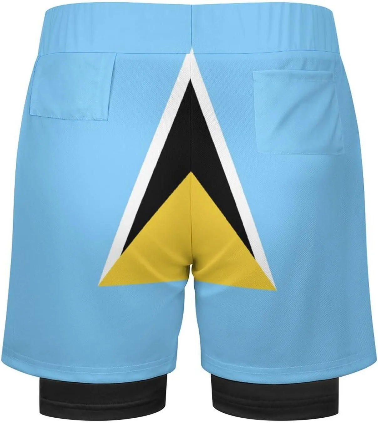 TAIZIYEAH Sports Beach Pants Saint Lucia Flag Men's Swim Trunks Quick Dry Hawaii Beach Shorts Summer Boardshorts with Pockets XL