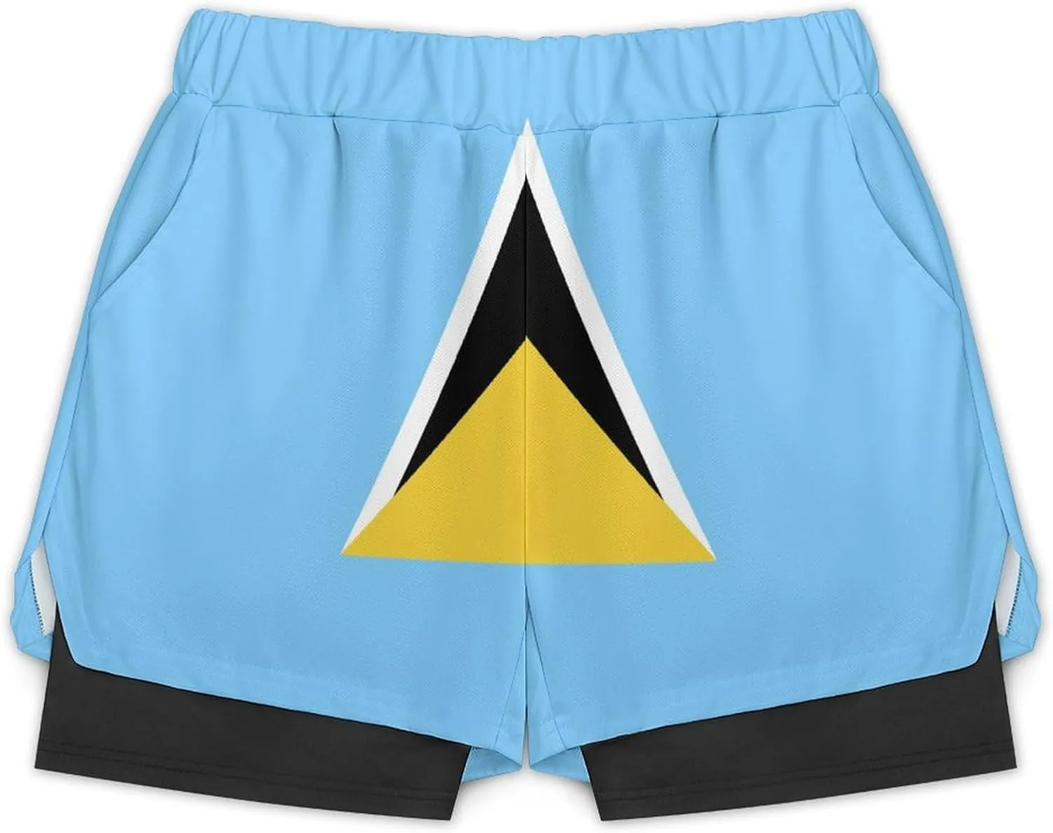 TAIZIYEAH Sports Beach Pants Saint Lucia Flag Men's Swim Trunks Quick Dry Hawaii Beach Shorts Summer Boardshorts with Pockets XL