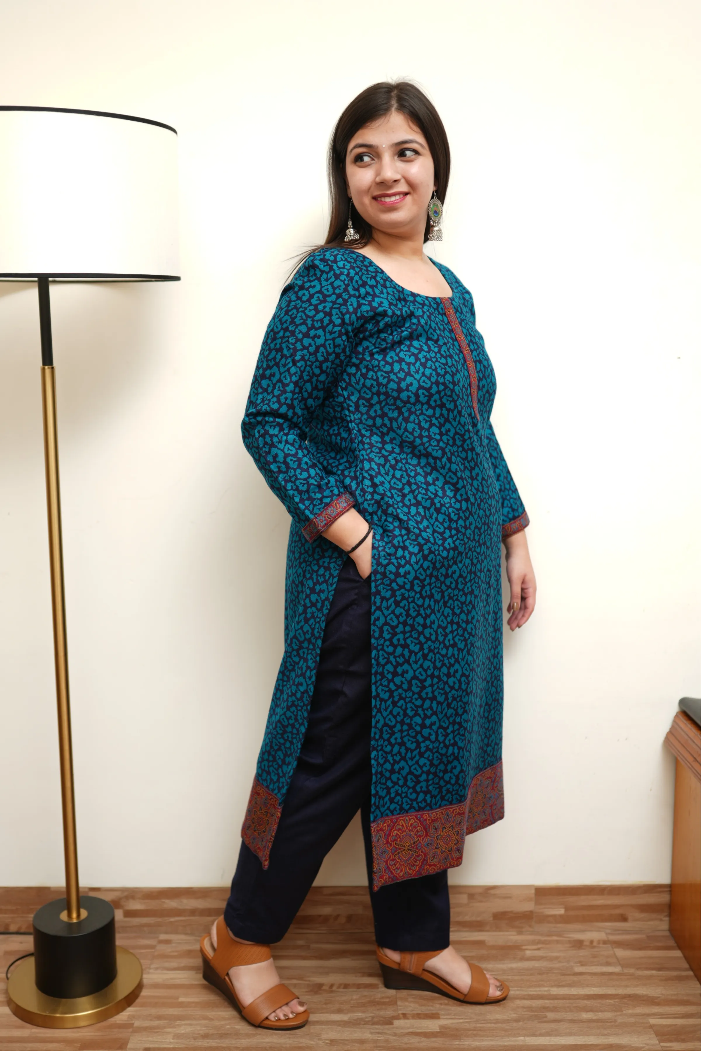 Teal Treasury Woollen Kurta Set
