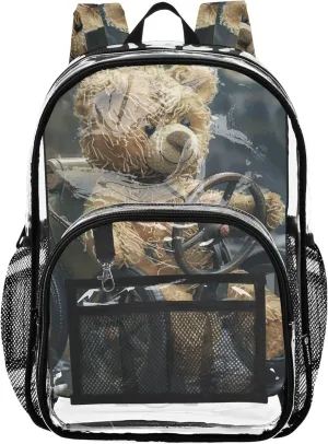 Teddy Bear Driving Car Clear Bag for Women Travel Kids Backpack for Girls Pvc School Transparent Large