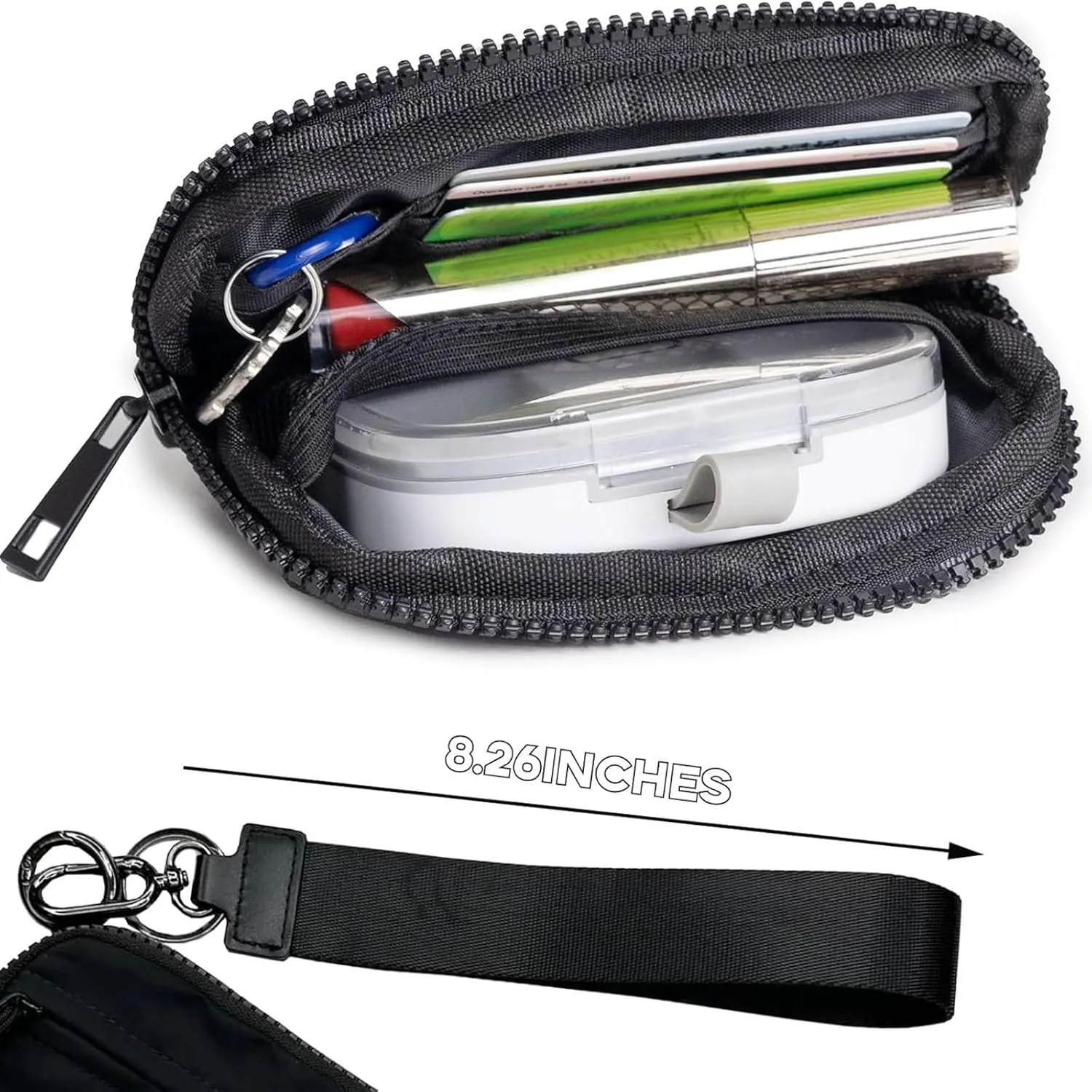 The Iris' Wallet 2nd Gen, 63.6" The Iris Pouch Wristlet, Zippered Card Case With Id Window/Hand strap,Wristlet Wallets for Women,Pouch Wallet (D)
