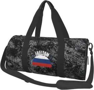 The Russia Flag and Freedom Convertible Garment Bag with Shoulder Strap, Carry on Garment Duffel Bag for Men Women - Rolling Foldable for Travel Luggage Bags (Black)