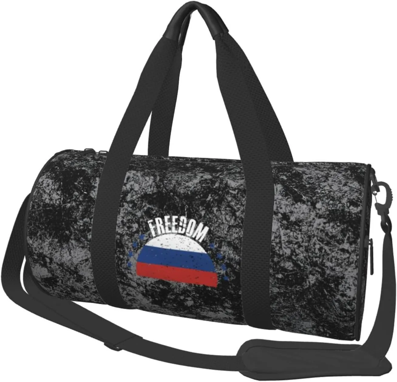 The Russia Flag and Freedom Convertible Garment Bag with Shoulder Strap, Carry on Garment Duffel Bag for Men Women - Rolling Foldable for Travel Luggage Bags (Black)