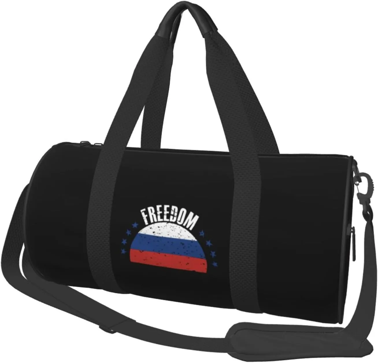 The Russia Flag and Freedom Convertible Garment Bag with Shoulder Strap, Carry on Garment Duffel Bag for Men Women - Rolling Foldable for Travel Luggage Bags (Black)