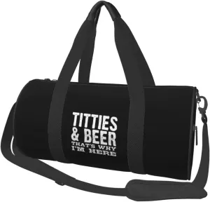Titties & Beer Thats Why Im Here Convertible Garment Bag with Shoulder Strap, Carry on Garment Duffel Bag for Men Women - Rolling Foldable for Travel Luggage Bags (Black)