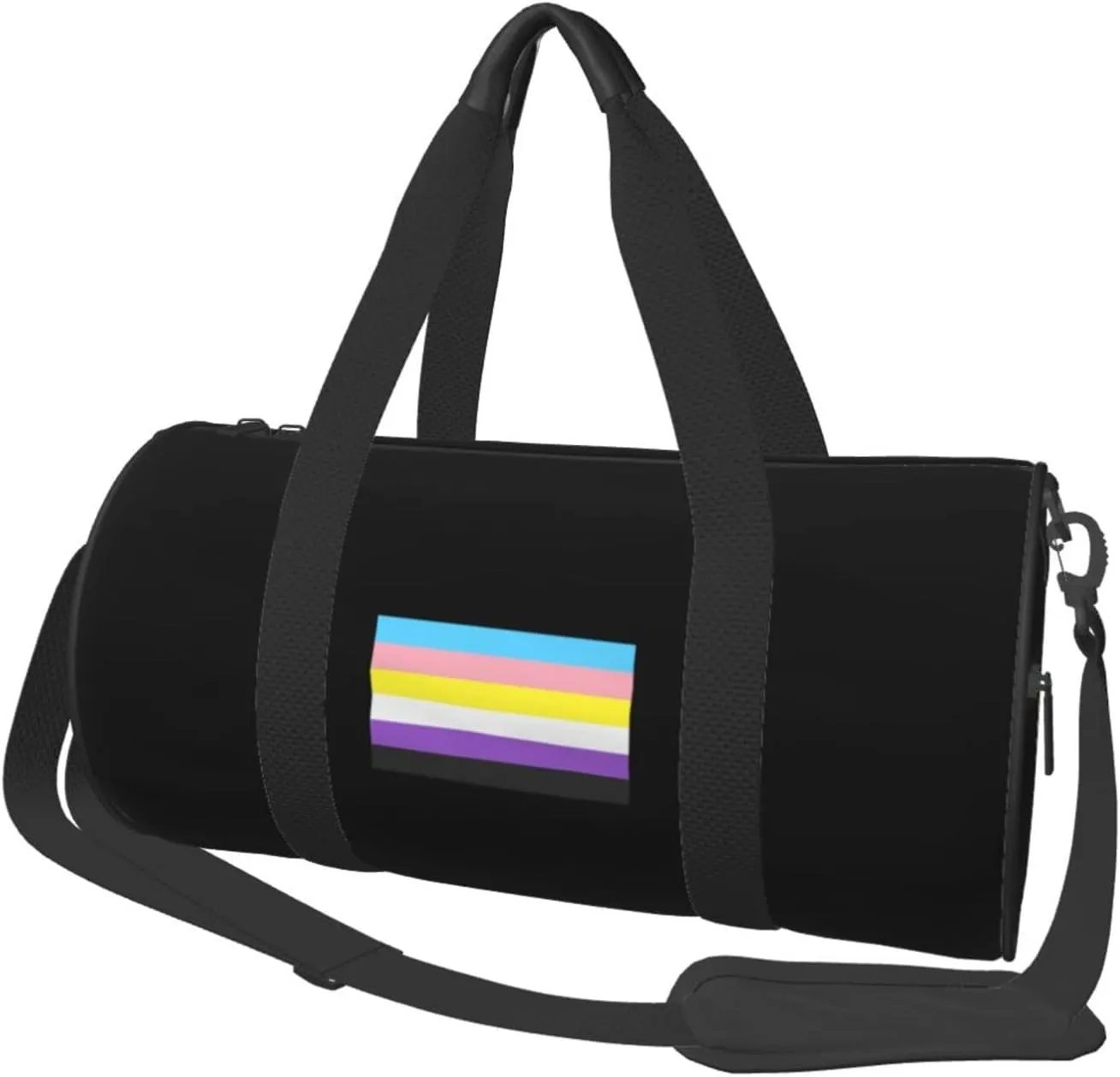 Trans Nonbinary Pride Flag LGBTQ Convertible Garment Bag with Shoulder Strap, Carry on Garment Duffel Bag for Men Women - Rolling Foldable for Travel Luggage Bags (Black)