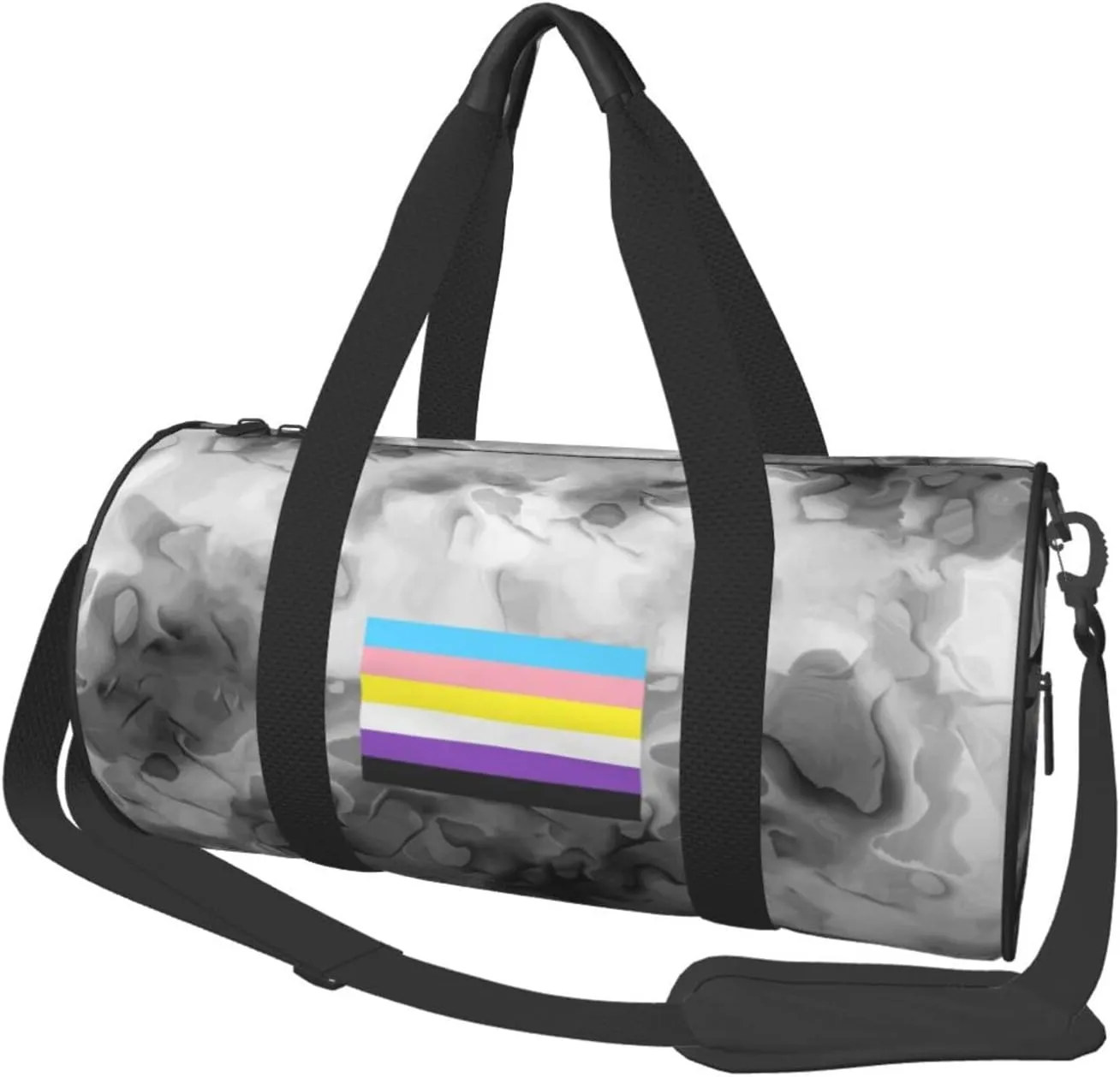 Trans Nonbinary Pride Flag LGBTQ Convertible Garment Bag with Shoulder Strap, Carry on Garment Duffel Bag for Men Women - Rolling Foldable for Travel Luggage Bags (Black)