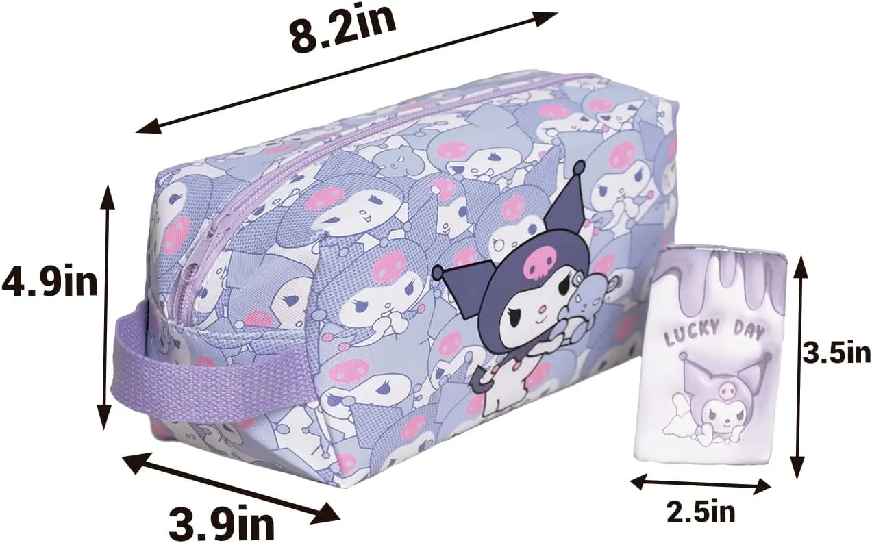 Travel Cosmetic Bag, Large Capacity Cartoon Cosmetic Pouch Makeup Bag with Zipper, Waterproof PU Travel Toiletry Bag Makeup Accessories Organizer With Handle, Makeup Pouch for Girls, Purple