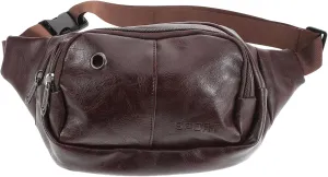 Travel Pouch Waterproof Pu Leather Fanny Pack Purse for Women Men Multi-use Shoulder Bag