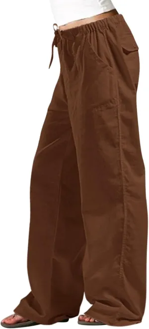 Trendy Outfits for Women 2025 Summer High Waisted Cotton Linen Palazzo Wide Leg Long Lounge Pant Trousers with Pockets