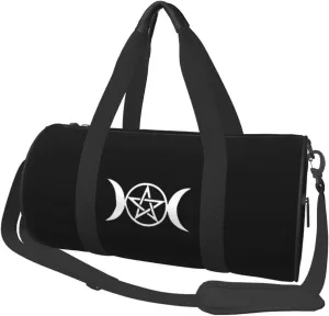 Triple Moon Pentacle Pagan Platinum Logo Convertible Garment Bag with Shoulder Strap, Carry on Garment Duffel Bag for Men Women - Rolling Foldable for Travel Luggage Bags (Black)