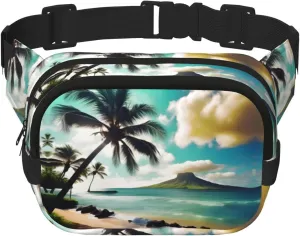 Tropical Beach Palms print Womens Fanny Pack Everyday Hip Pouch Waist Bag for Travel Outdoor Running Hunting for Adult