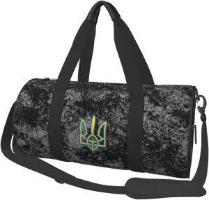 Ukraine Coat of Arms Convertible Garment Bag with Shoulder Strap, Carry on Garment Duffel Bag for Men Women - Rolling Foldable for Travel Luggage Bags (Black)