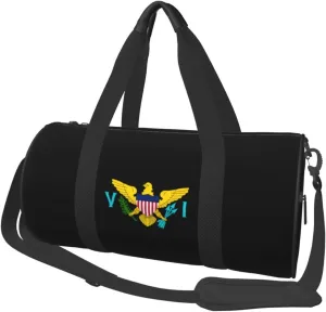 United States Virgin Islands Flag Logo Convertible Garment Bag with Shoulder Strap, Carry on Garment Duffel Bag for Men Women - Rolling Foldable for Travel Luggage Bags (Black)