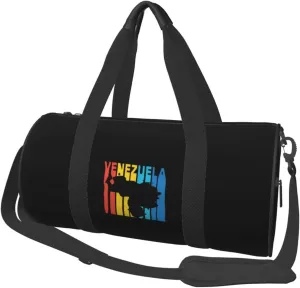 Venezuela Retro 1970's Style Convertible Garment Bag with Shoulder Strap, Carry on Garment Duffel Bag for Men Women - Rolling Foldable for Travel Luggage Bags (Black)