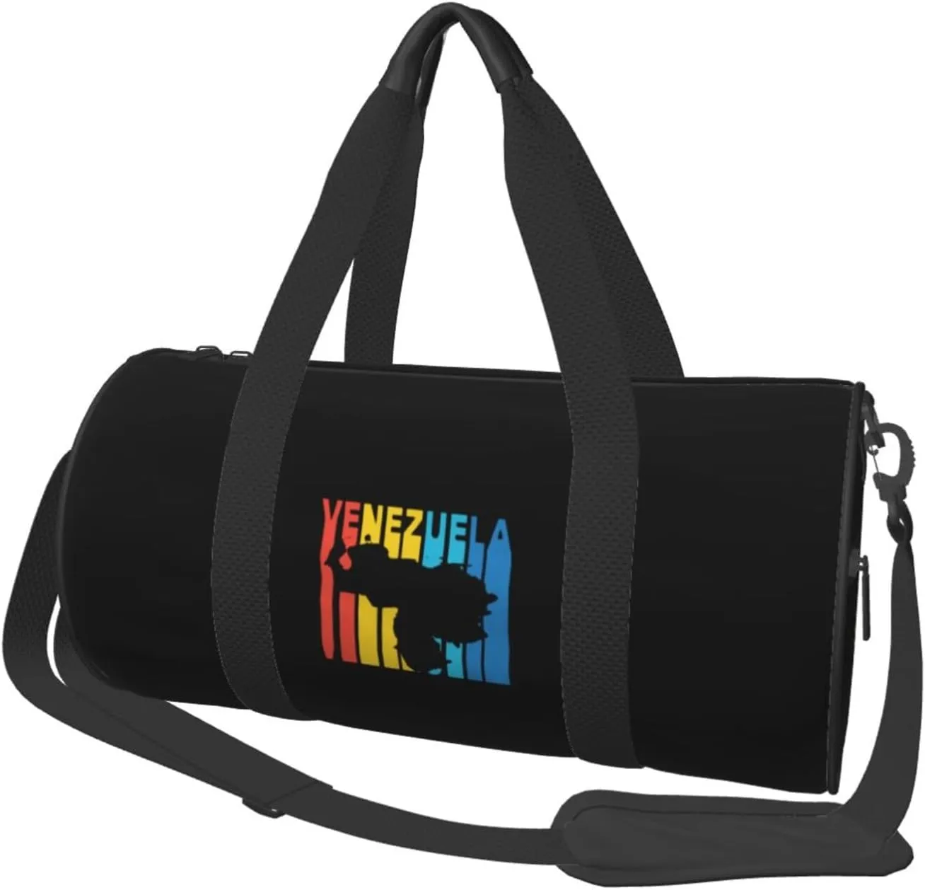 Venezuela Retro 1970's Style Convertible Garment Bag with Shoulder Strap, Carry on Garment Duffel Bag for Men Women - Rolling Foldable for Travel Luggage Bags (Black)