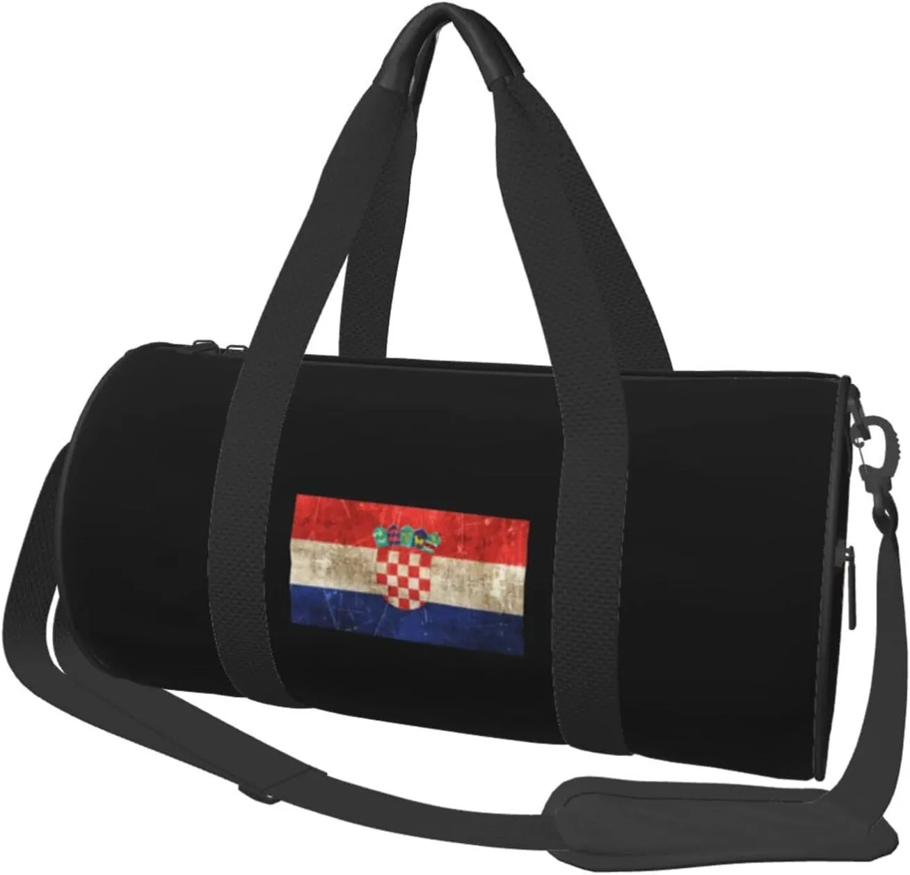 Vintage Aged and Scratched Croatian Flag Convertible Garment Bag with Shoulder Strap, Carry on Garment Duffel Bag for Men Women - Rolling Foldable for Travel Luggage Bags (Black)