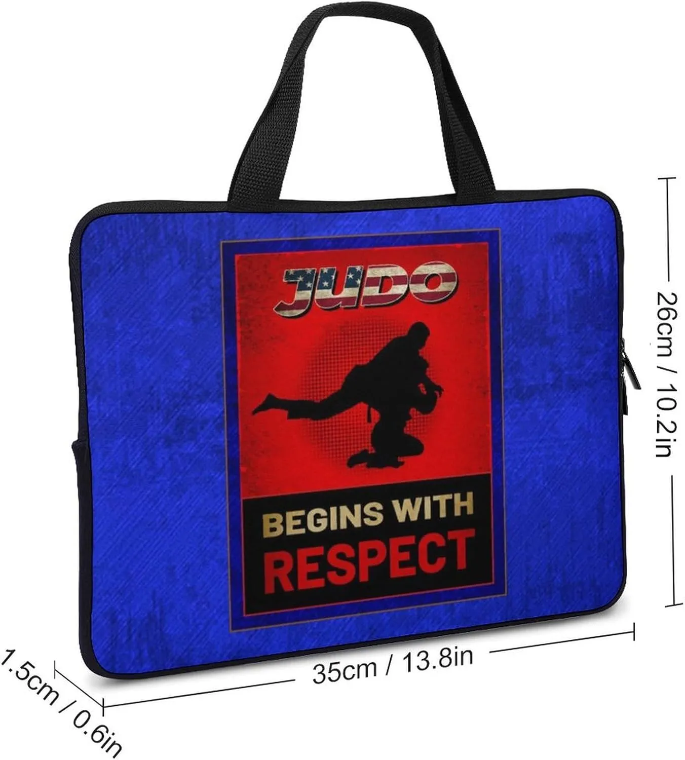 Vintage American Flag Judo Laptop Bag Laptop Case Computer Messenger Bag with Adjustable Shoulder Strap