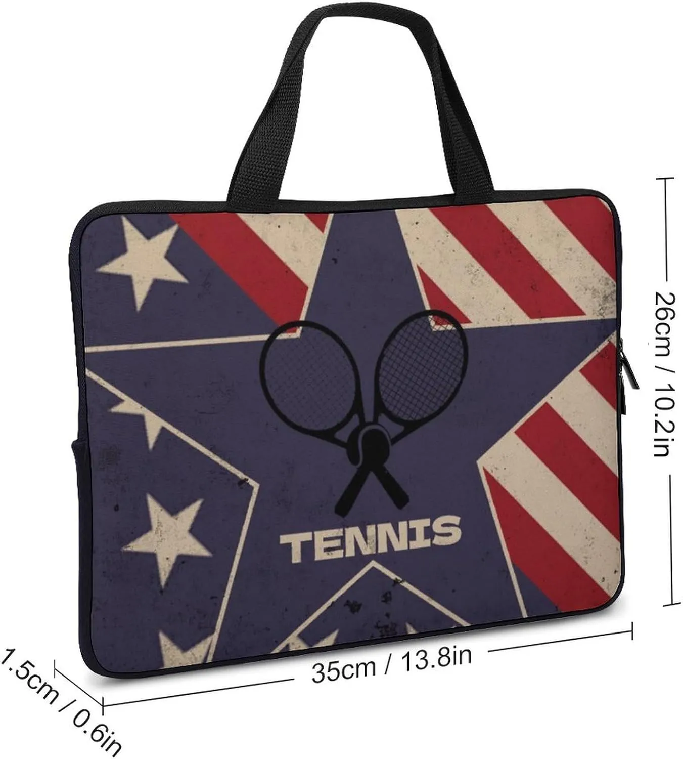 Vintage American Flag Tennis Laptop Bag Laptop Case Computer Messenger Bag with Adjustable Shoulder Strap