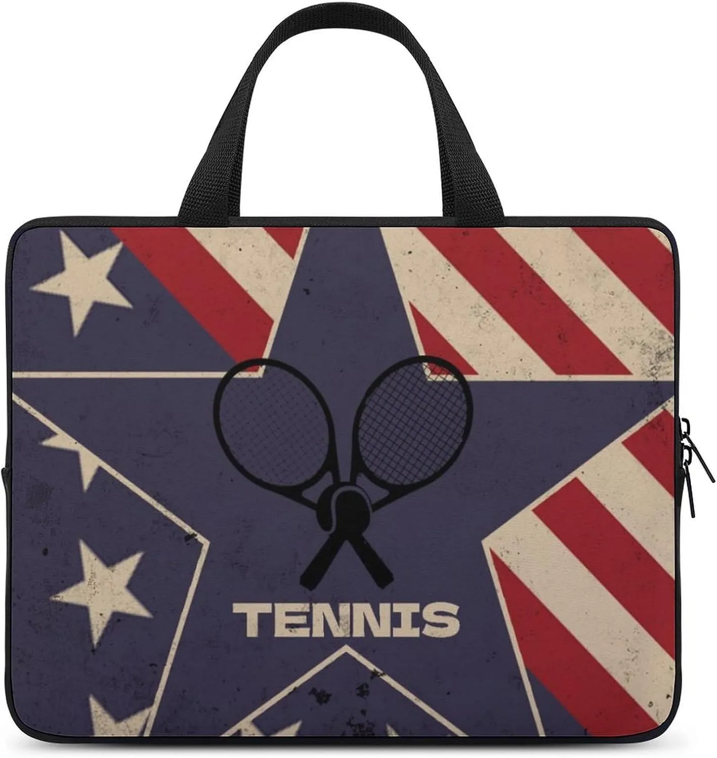 Vintage American Flag Tennis Laptop Bag Laptop Case Computer Messenger Bag with Adjustable Shoulder Strap