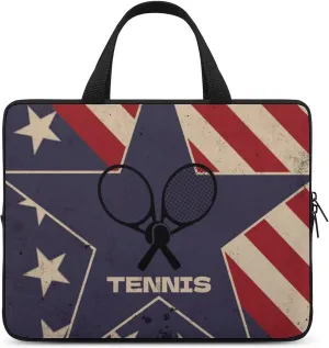 Vintage American Flag Tennis Laptop Bag Laptop Case Computer Messenger Bag with Adjustable Shoulder Strap