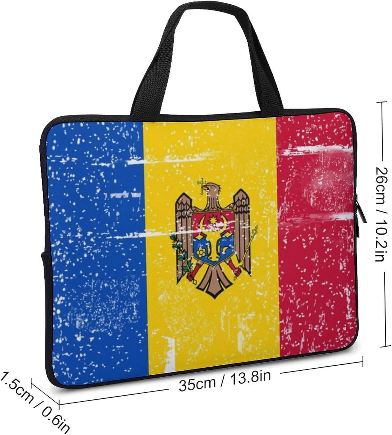 Vintage Retro White Moldova Laptop Bag Laptop Case Computer Messenger Bag with Adjustable Shoulder Strap