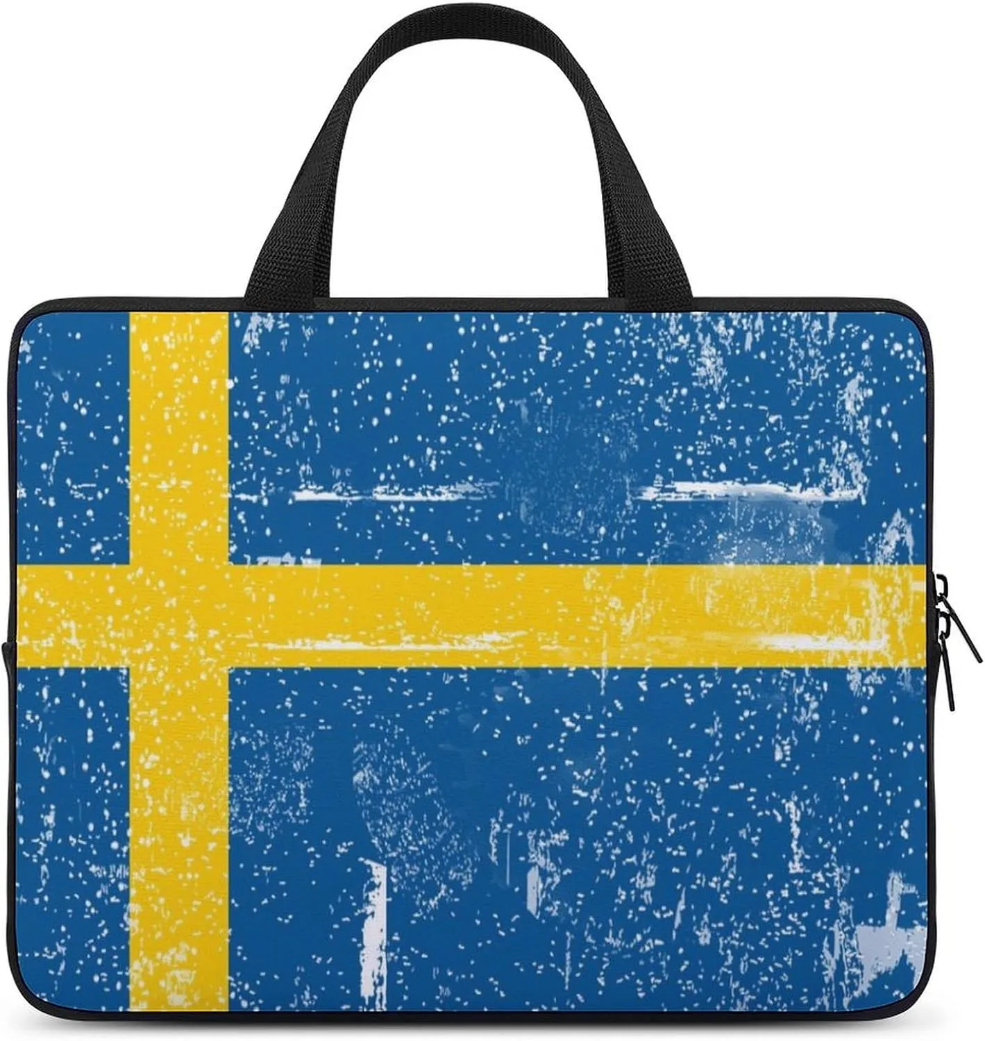 Vintage Retro White Sweden Laptop Bag Laptop Case Computer Messenger Bag with Adjustable Shoulder Strap