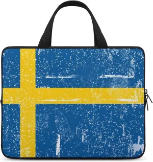 Vintage Retro White Sweden Laptop Bag Laptop Case Computer Messenger Bag with Adjustable Shoulder Strap