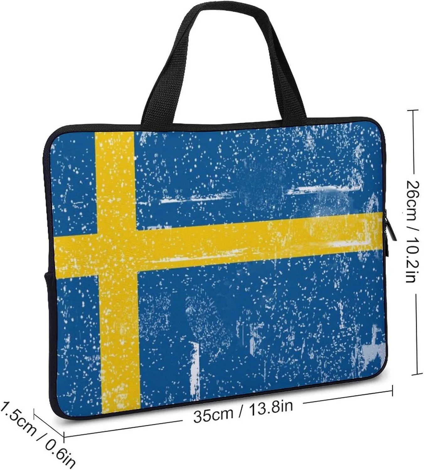 Vintage Retro White Sweden Laptop Bag Laptop Case Computer Messenger Bag with Adjustable Shoulder Strap