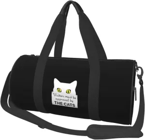 Visitors Must Be Approved by The Cats Convertible Garment Bag with Shoulder Strap, Carry on Garment Duffel Bag for Men Women - Rolling Foldable for Travel Luggage Bags (Black)