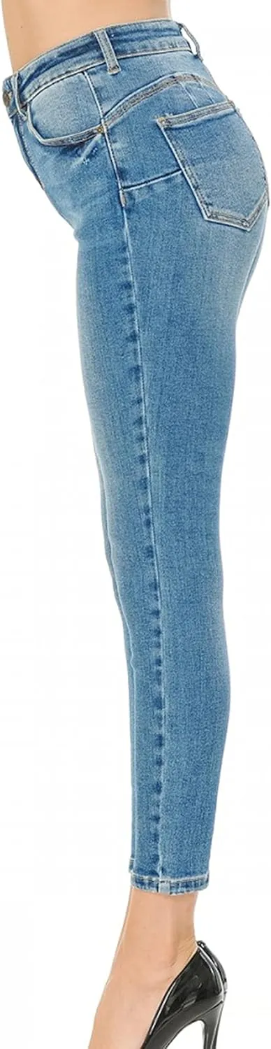 WAX JEAN Women's Butt I Love You Push-Up Classic 5-Pocket Ankle Skinny Jeans