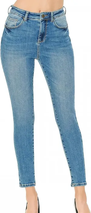 WAX JEAN Women's Butt I Love You Push-Up Classic 5-Pocket Ankle Skinny Jeans