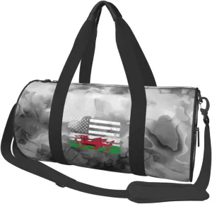 Welsh American Flag Convertible Garment Bag with Shoulder Strap, Carry on Garment Duffel Bag for Men Women - Rolling Foldable for Travel Luggage Bags (Black)