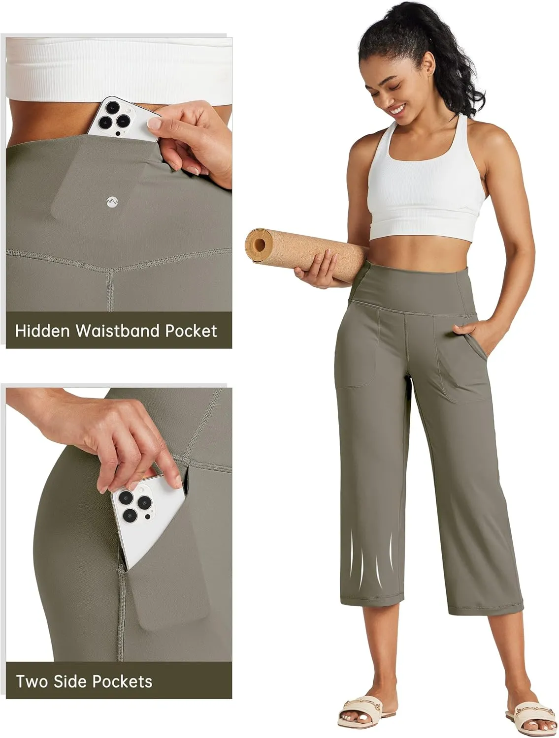 Willit Women's Yoga Capris Pants High Waist Leggings Athletic Exercise Workout Crop Capris Quick Dry 23"