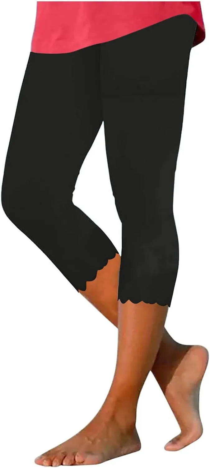 Women Capris Leggings 2024 Summer Causal Cropped Pants Dressy Trendy Knee Length Capri Laides Yoga Clothing