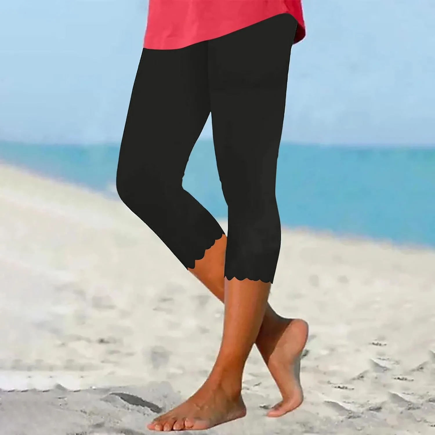 Women Capris Leggings 2024 Summer Causal Cropped Pants Dressy Trendy Knee Length Capri Laides Yoga Clothing