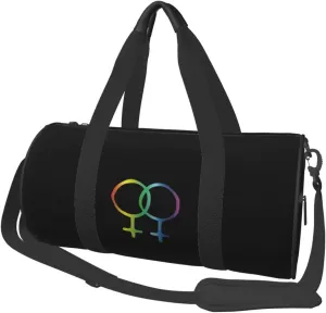 Women Symbols Lesbian LGBT Pride Convertible Garment Bag with Shoulder Strap, Carry on Garment Duffel Bag for Men Women - Rolling Foldable for Travel Luggage Bags (Black)