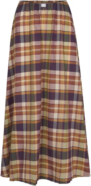 Women Vintage Plaid Maxi Skirt Elastic Waist Low Rise Gingham A Line Long Skirt Y2K Retro Swing Flowy Skirt Beachwear