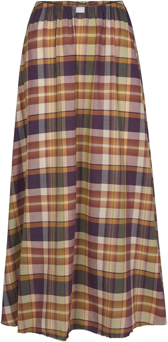 Women Vintage Plaid Maxi Skirt Elastic Waist Low Rise Gingham A Line Long Skirt Y2K Retro Swing Flowy Skirt Beachwear