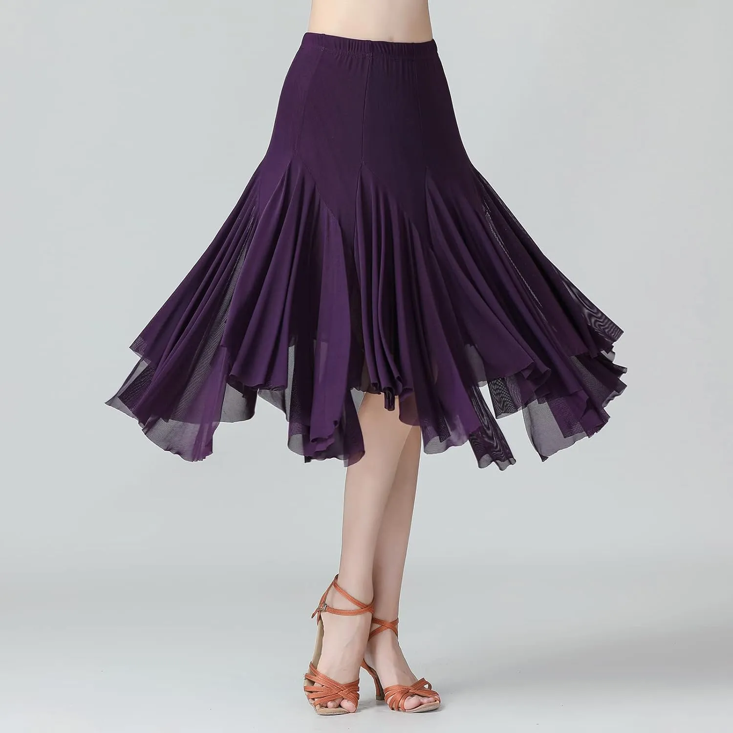 Women's Ballroom Dance Skirt Latin Salsa Rumba Flamenco Waltz Tango Cha Cha Dancing Flowy Swing Practice Long Skirt