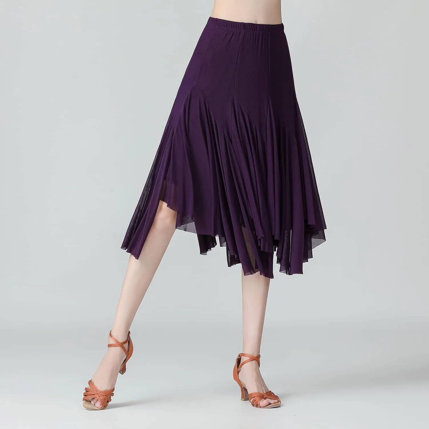Women's Ballroom Dance Skirt Latin Salsa Rumba Flamenco Waltz Tango Cha Cha Dancing Flowy Swing Practice Long Skirt