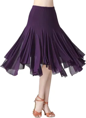 Women's Ballroom Dance Skirt Latin Salsa Rumba Flamenco Waltz Tango Cha Cha Dancing Flowy Swing Practice Long Skirt