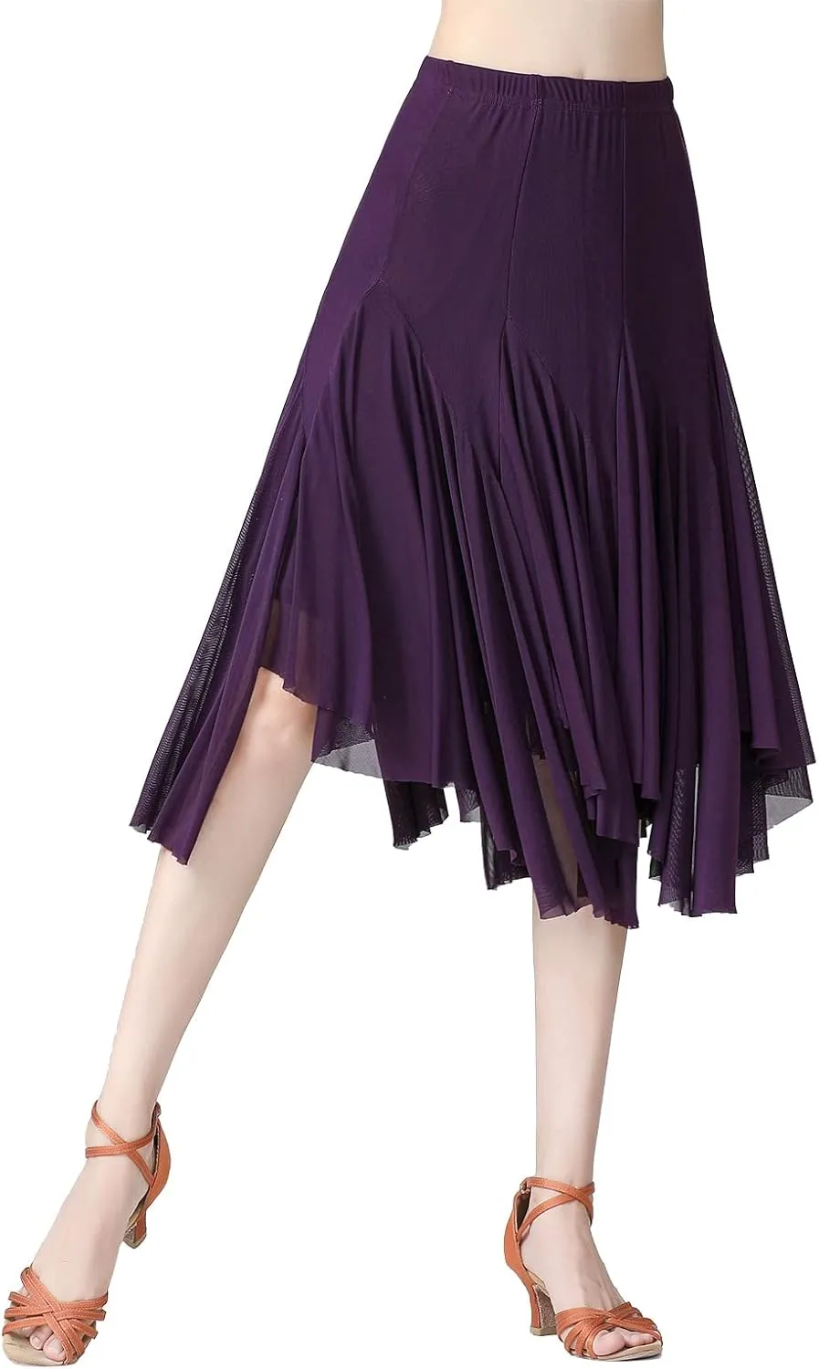 Women's Ballroom Dance Skirt Latin Salsa Rumba Flamenco Waltz Tango Cha Cha Dancing Flowy Swing Practice Long Skirt