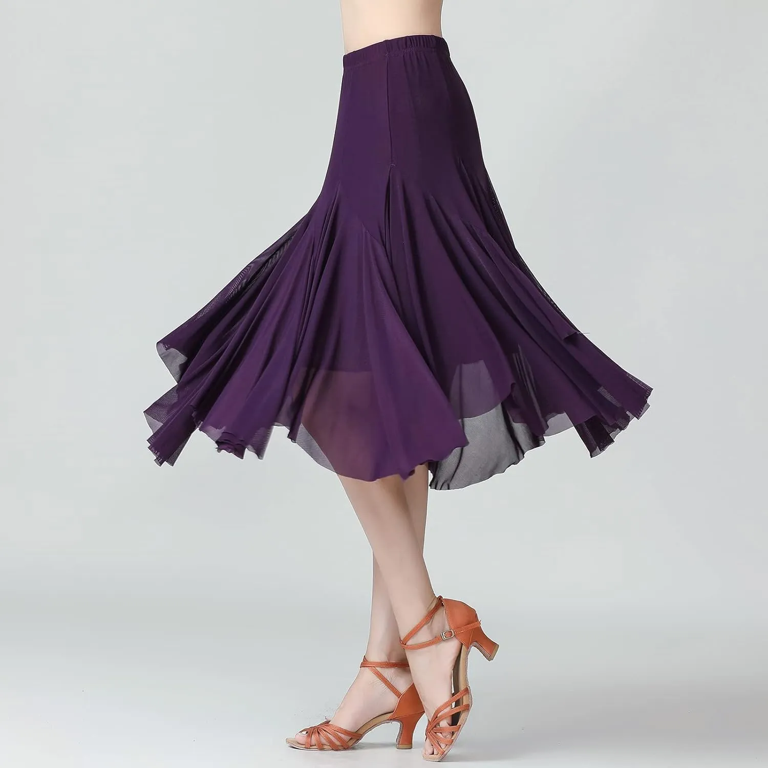 Women's Ballroom Dance Skirt Latin Salsa Rumba Flamenco Waltz Tango Cha Cha Dancing Flowy Swing Practice Long Skirt