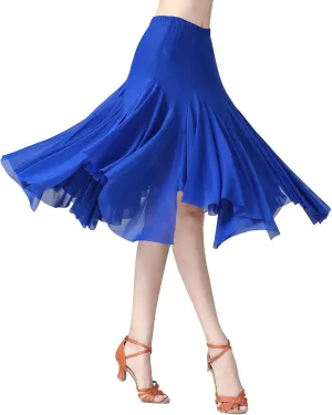 Women's Ballroom Dance Skirt Latin Salsa Rumba Flamenco Waltz Tango Cha Cha Dancing Flowy Swing Practice Long Skirt
