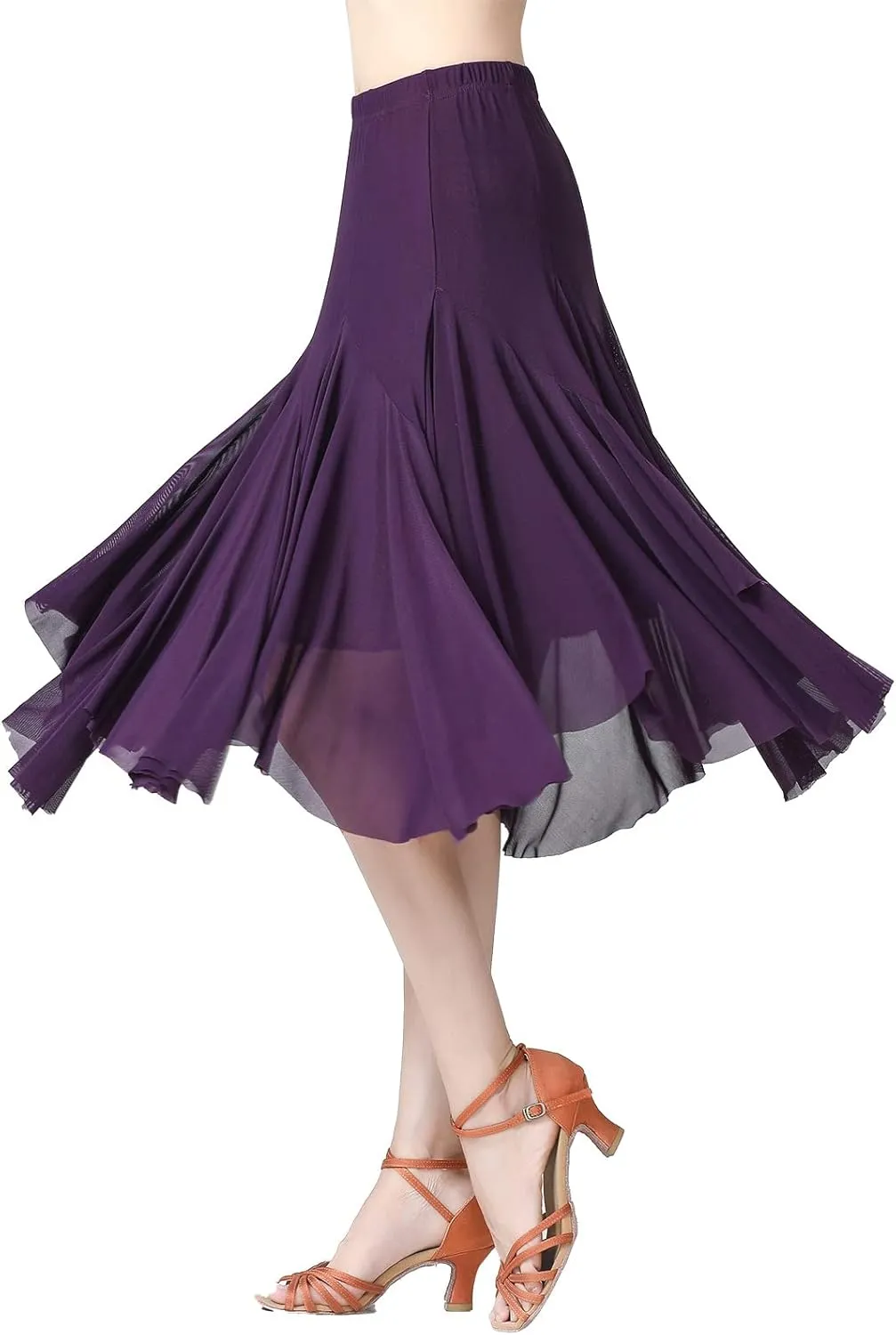 Women's Ballroom Dance Skirt Latin Salsa Rumba Flamenco Waltz Tango Cha Cha Dancing Flowy Swing Practice Long Skirt
