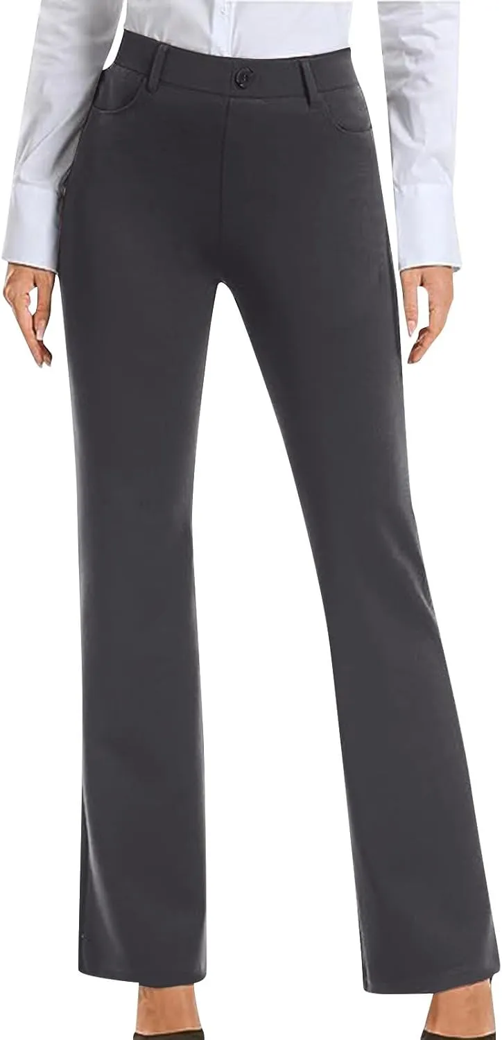Womens Bootcut Dress Pants Business Casual Work Pants with Pockets High Waist Stretchy Trousers Office Slacks