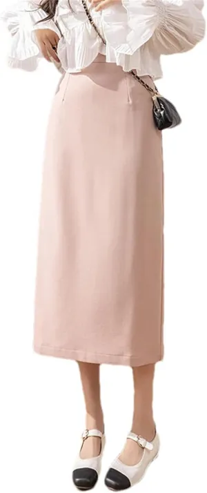 Women's High Waist Maxi Skirt Solid Color Office Skinny Pencil Wrap Slit Skirt