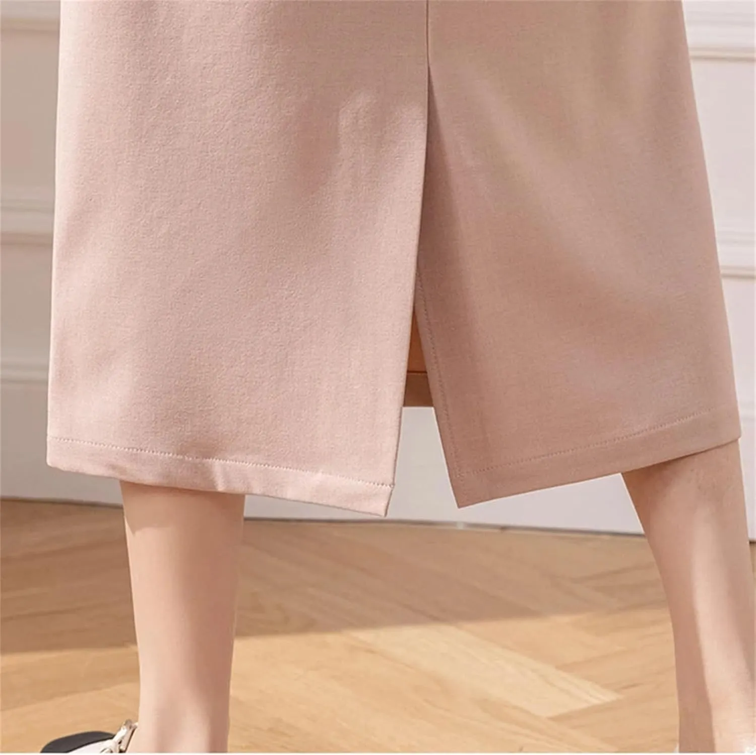 Women's High Waist Maxi Skirt Solid Color Office Skinny Pencil Wrap Slit Skirt